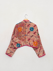 The Kaira Cropped Suzani Quilted Kantha Jacket