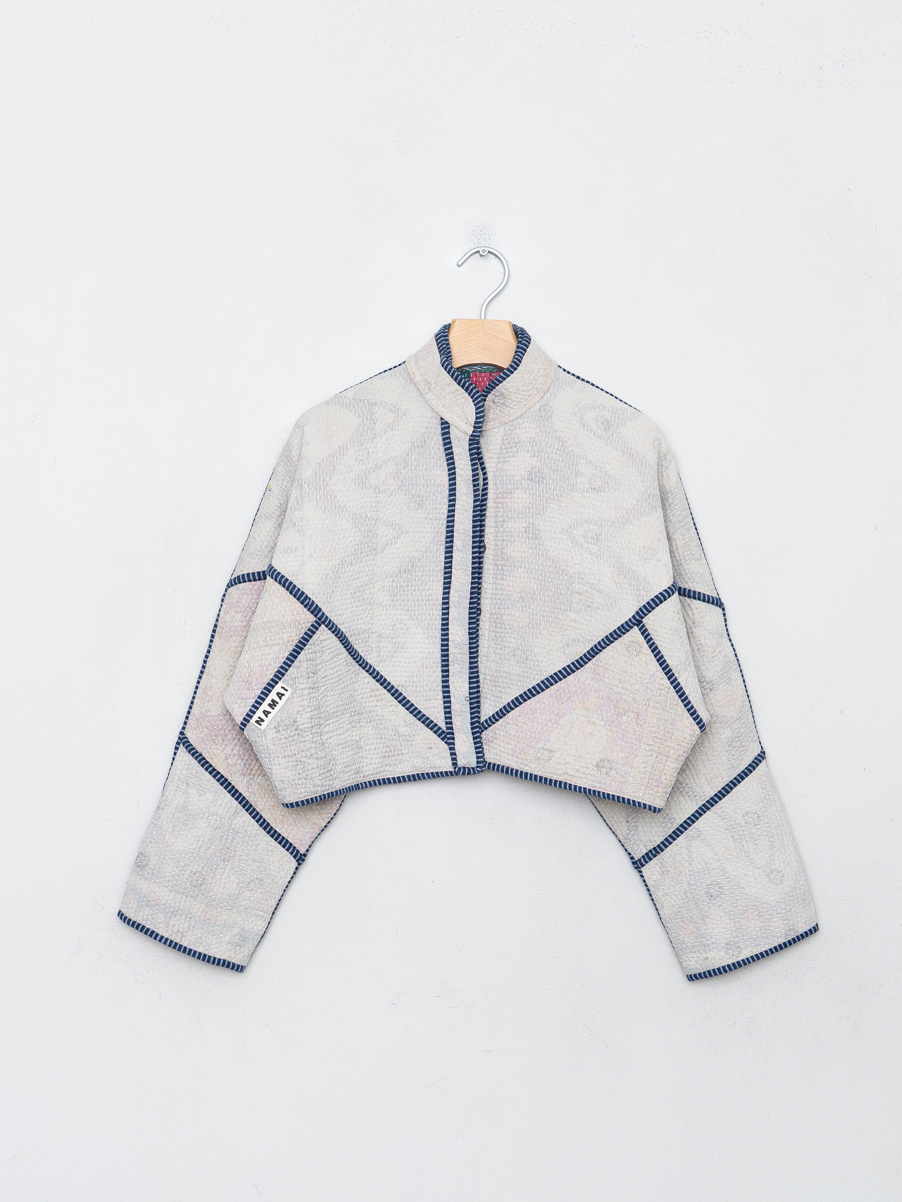 The Kaira Cropped Quilted Patchwork Kantha Jacket