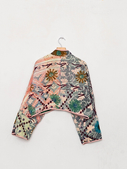 The Kaira Cropped Suzani Quilted Kantha Jacket