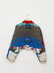 The Kaira Cropped Suzani Quilted Kantha Jacket