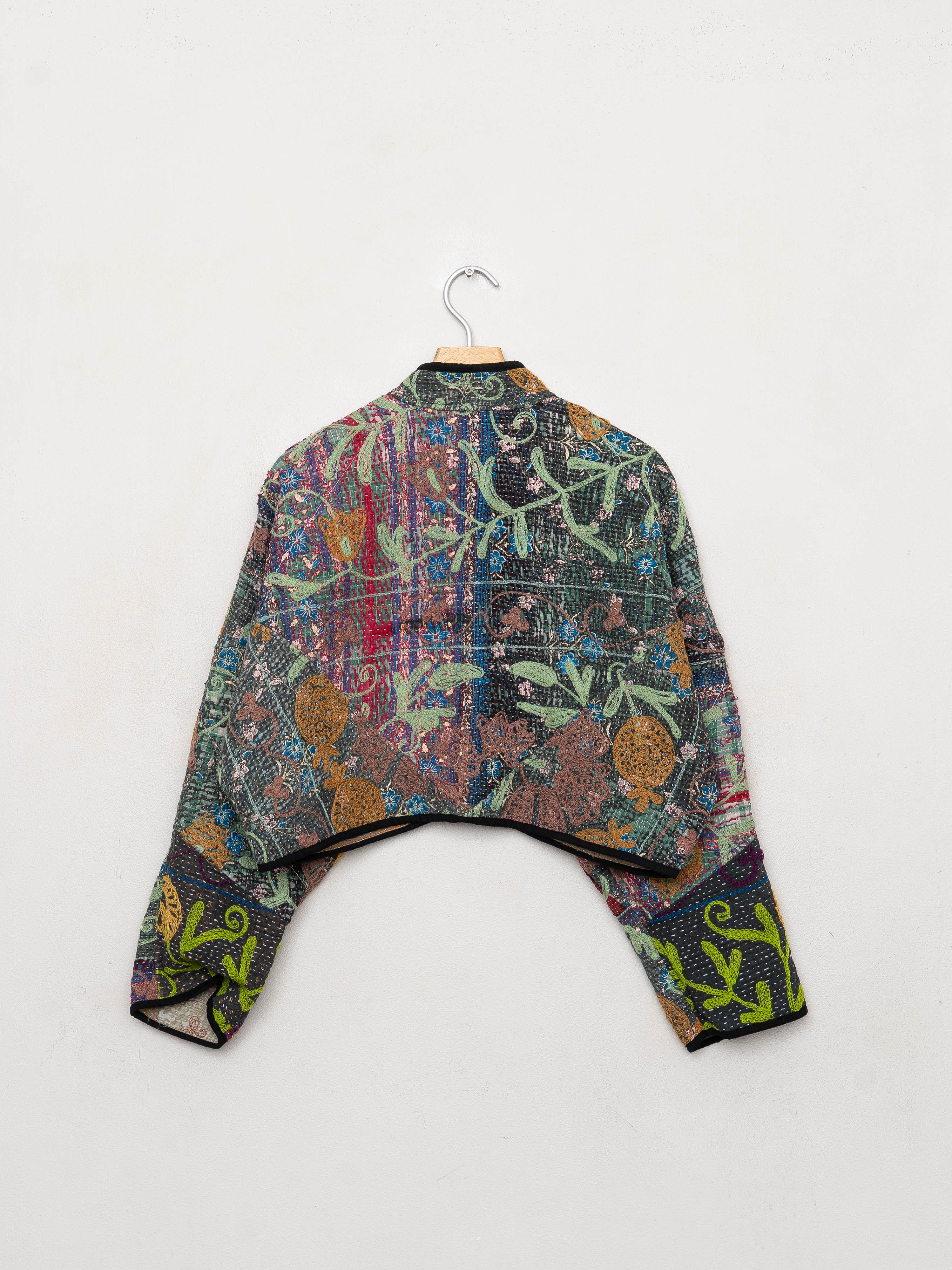 The Kaira Cropped Suzani Quilted Kantha Jacket