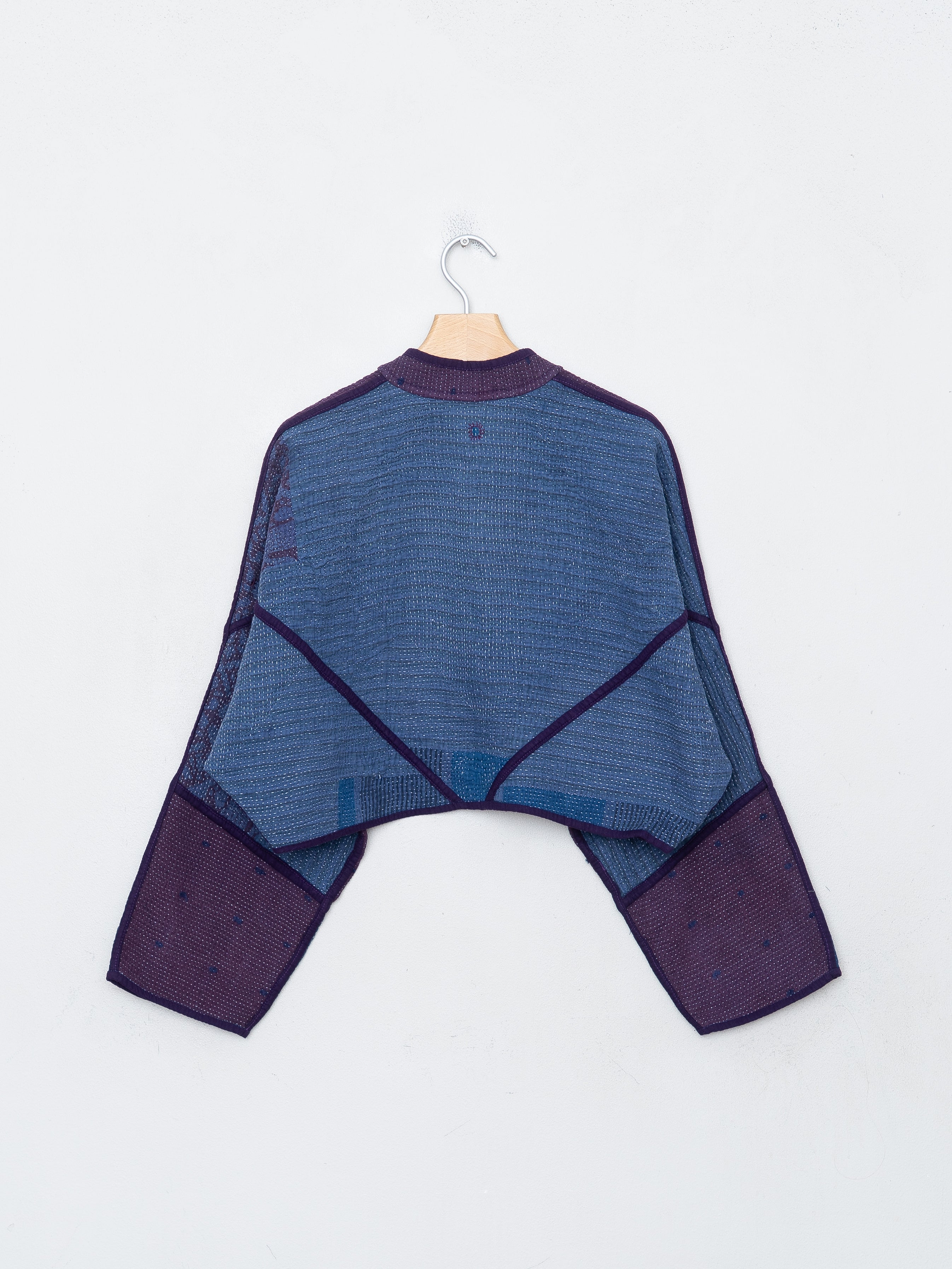 The Kaira Cropped Quilted Indigo Kantha Jacket