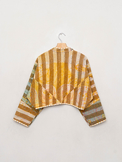 The Kaira Cropped Quilted Patchwork Kantha Jacket