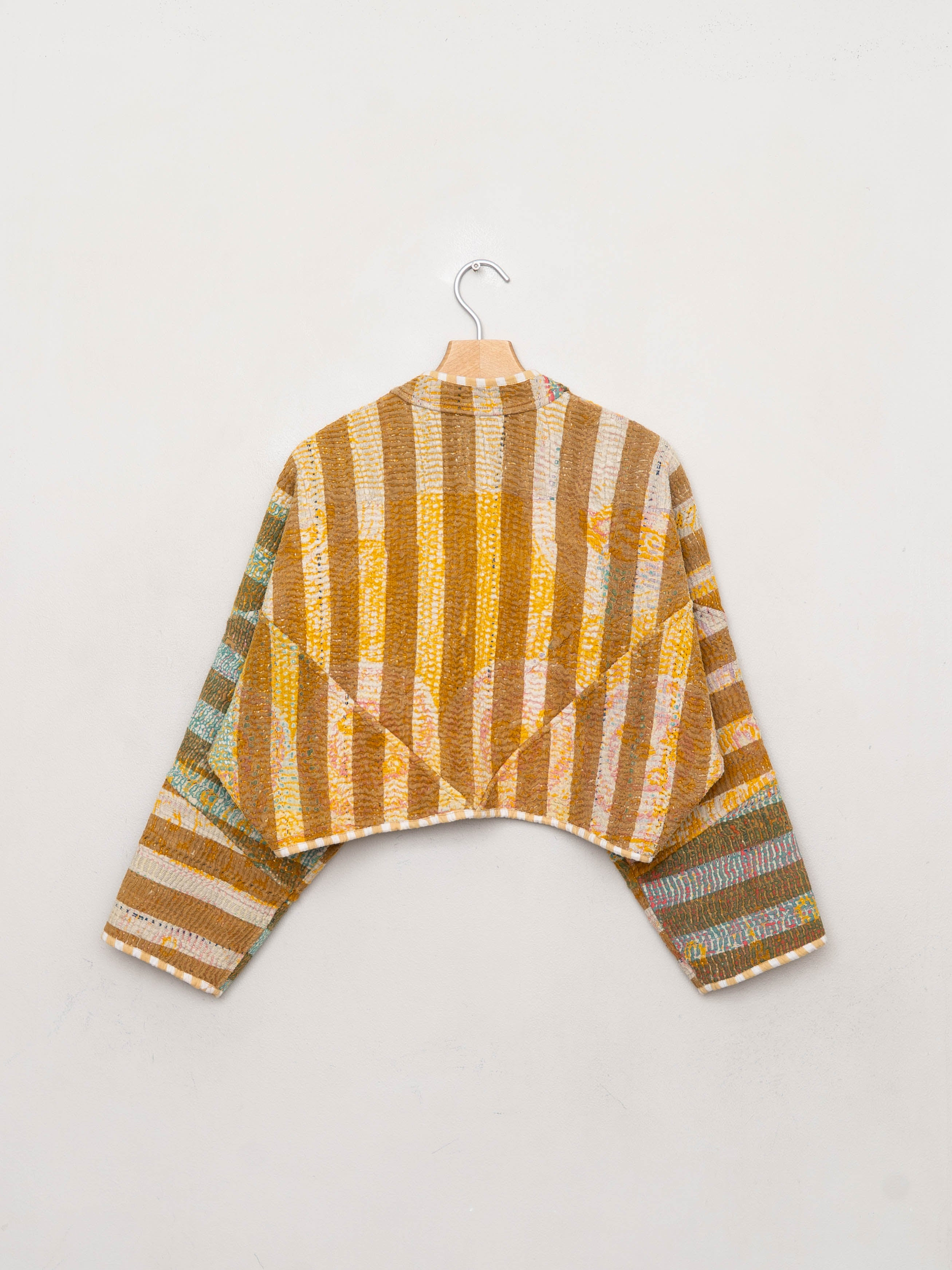 The Kaira Cropped Quilted Patchwork Kantha Jacket