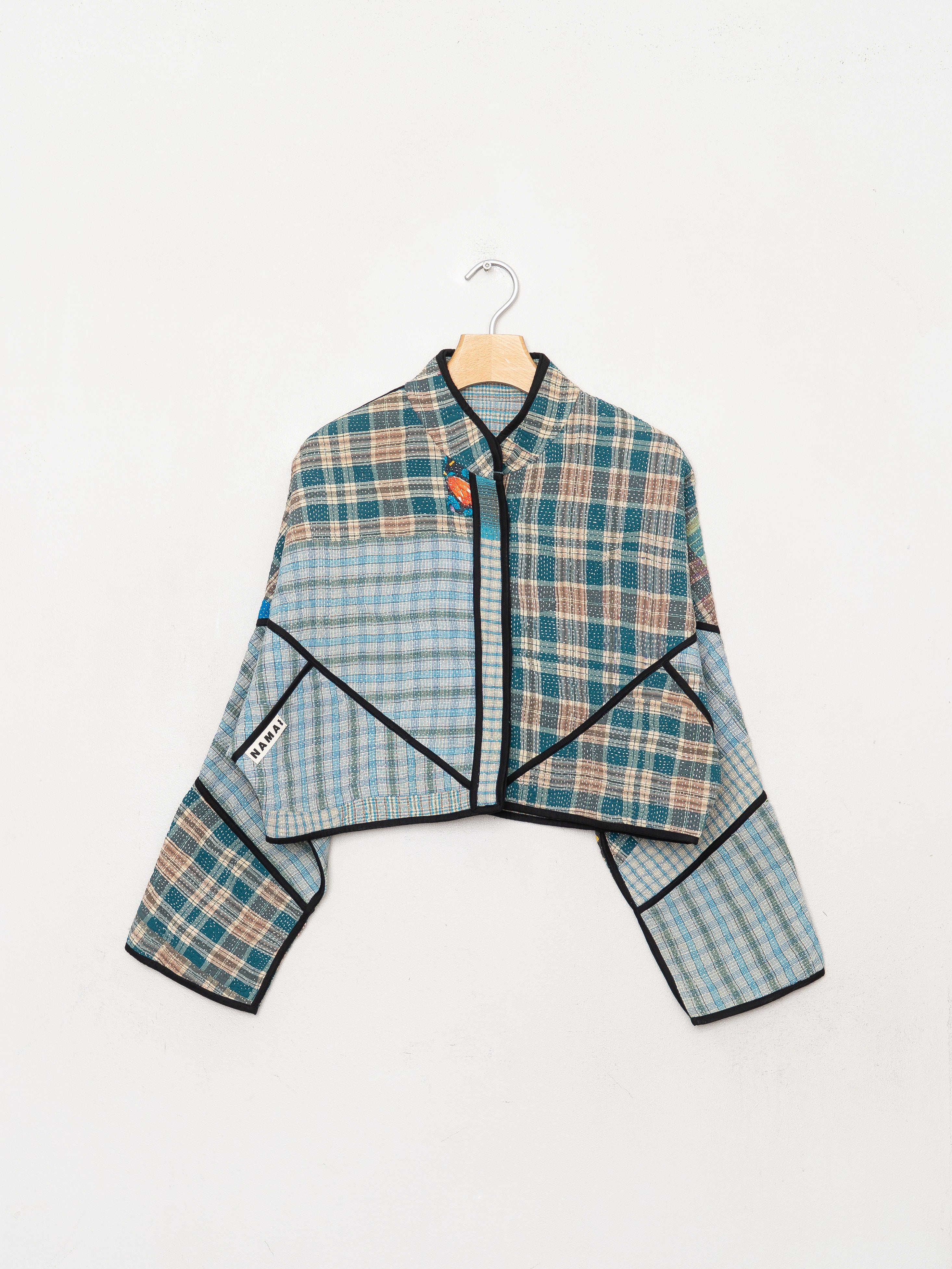 The Kaira Cropped Quilted Patchwork Kantha Jacket
