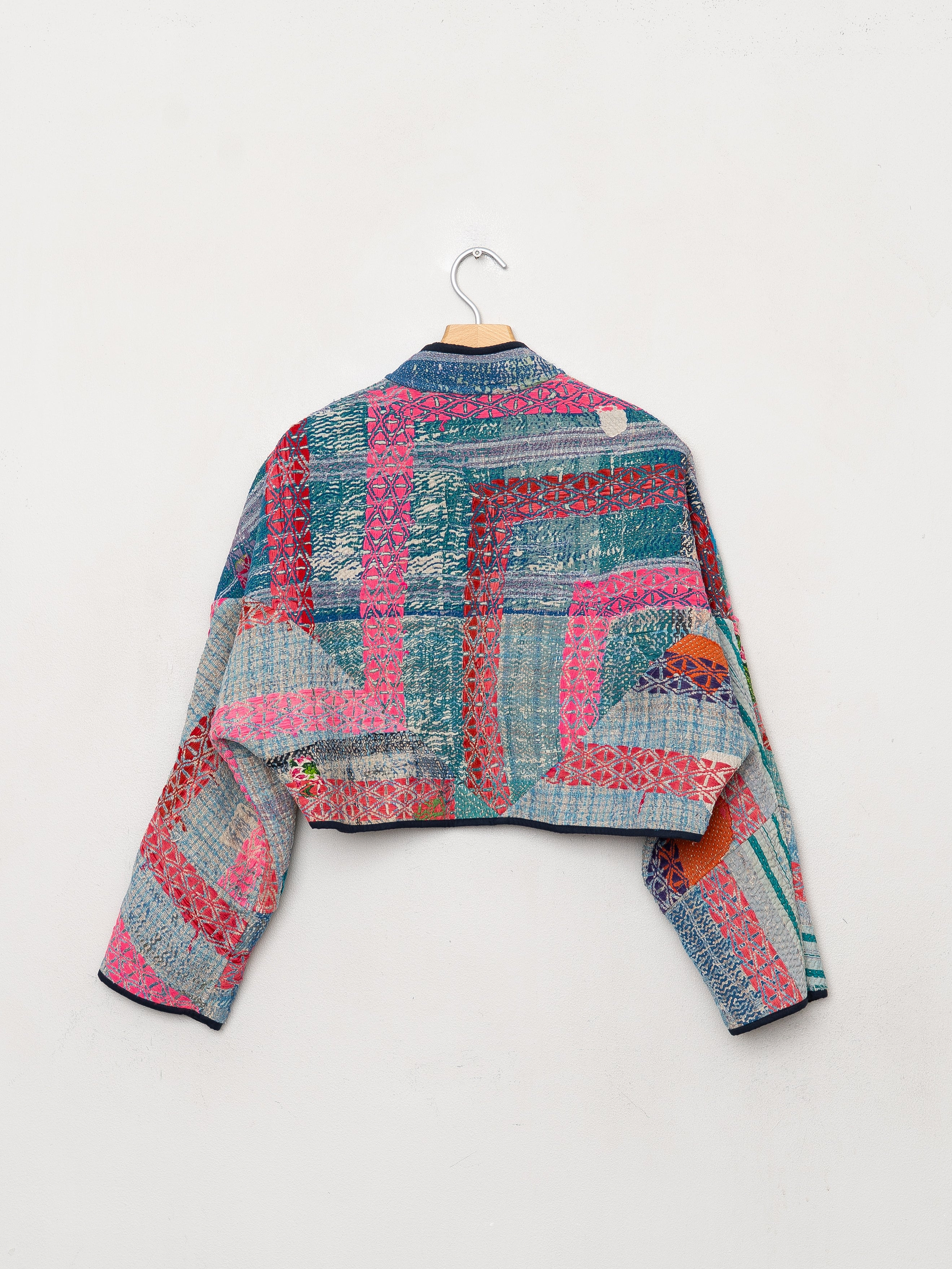 The Kaira Cropped Quilted Patchwork Kantha Jacket