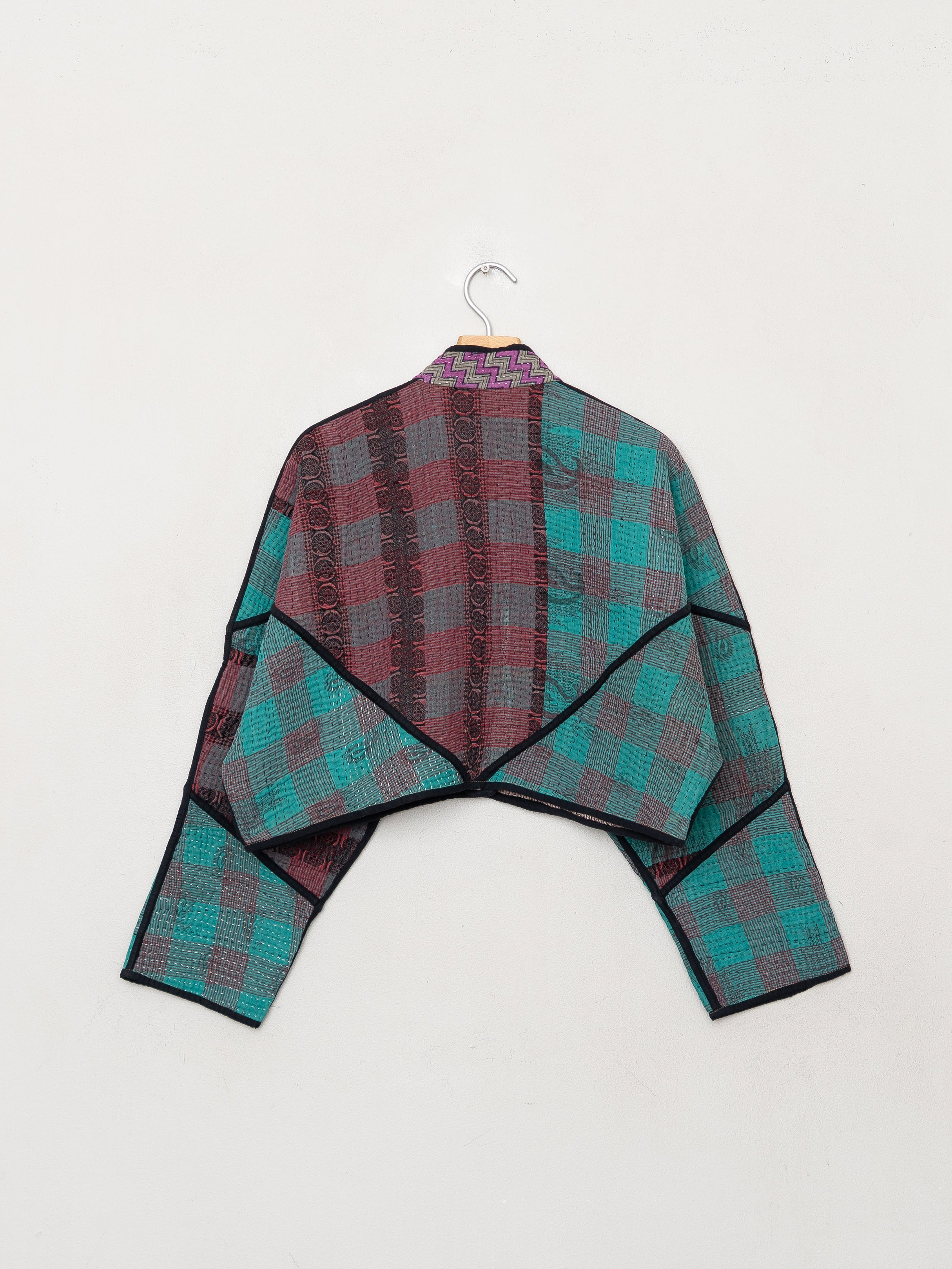 The Kaira Cropped Quilted Patchwork Kantha Jacket