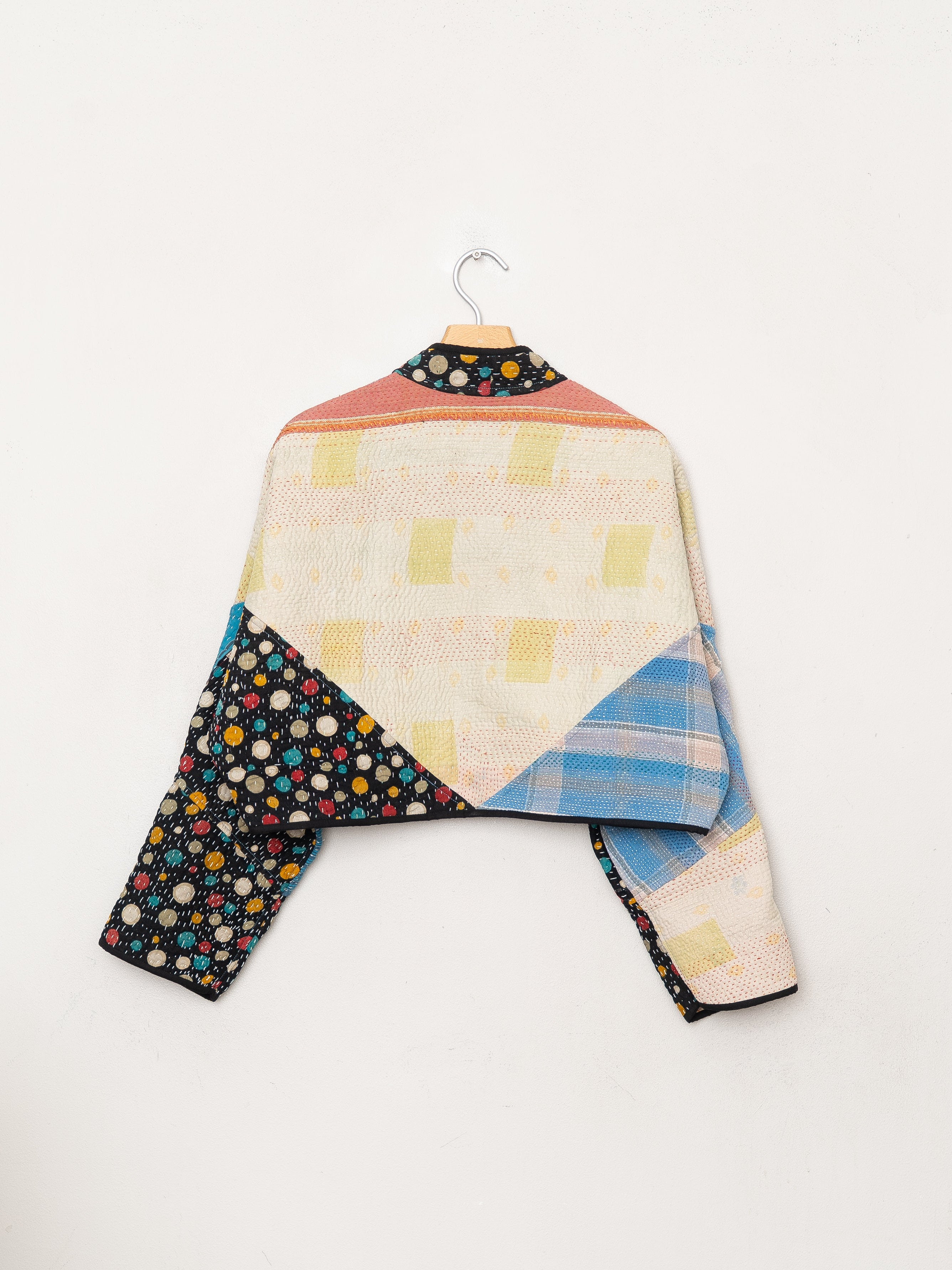 The Kaira Cropped Quilted Patchwork Kantha Jacket