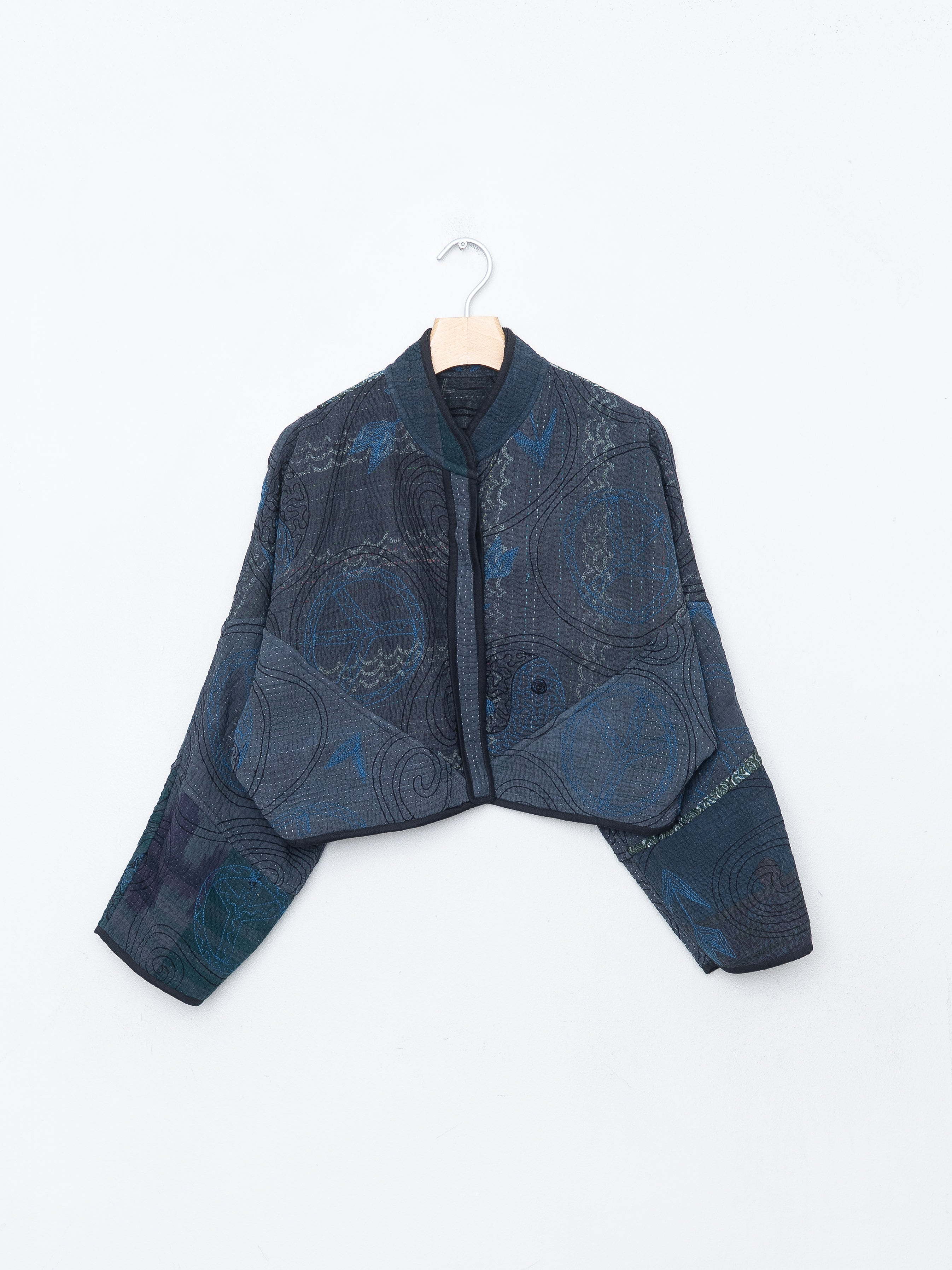 The Kaira Cropped Suzani Quilted Kantha Jacket
