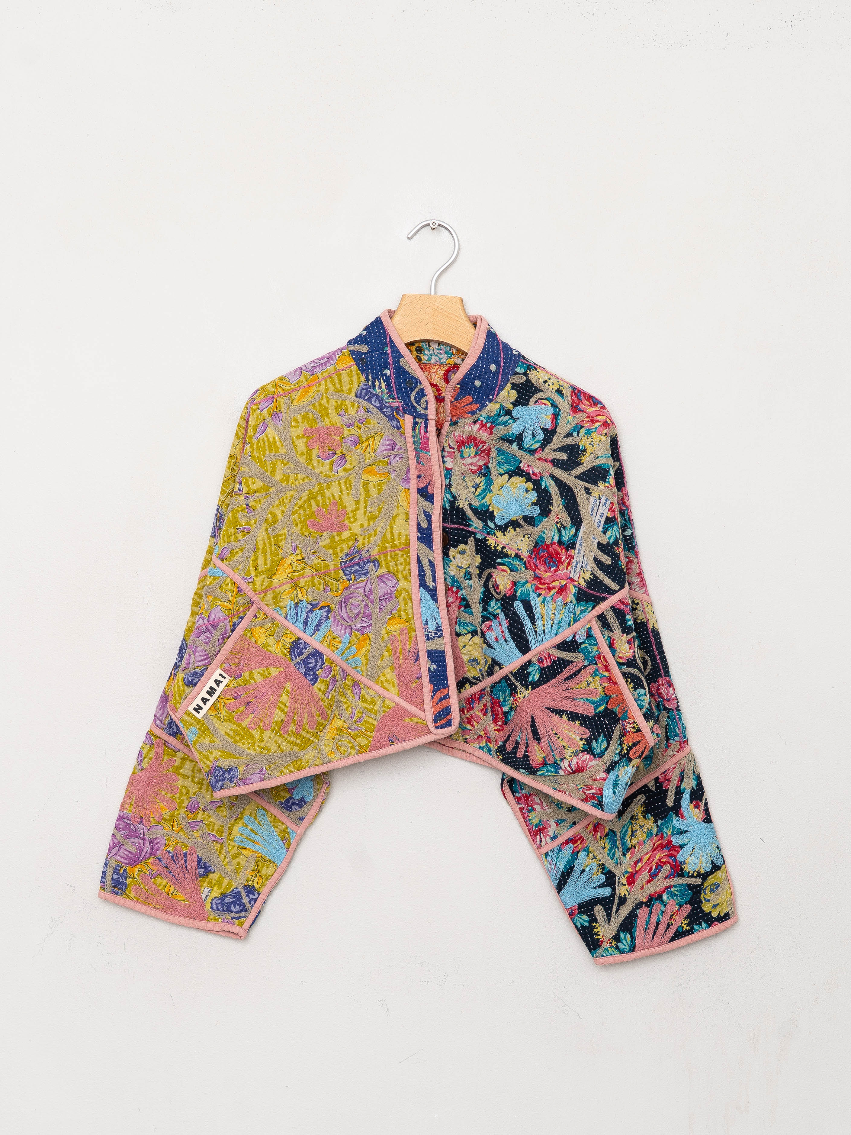 The Kaira Cropped Suzani Quilted Kantha Jacket