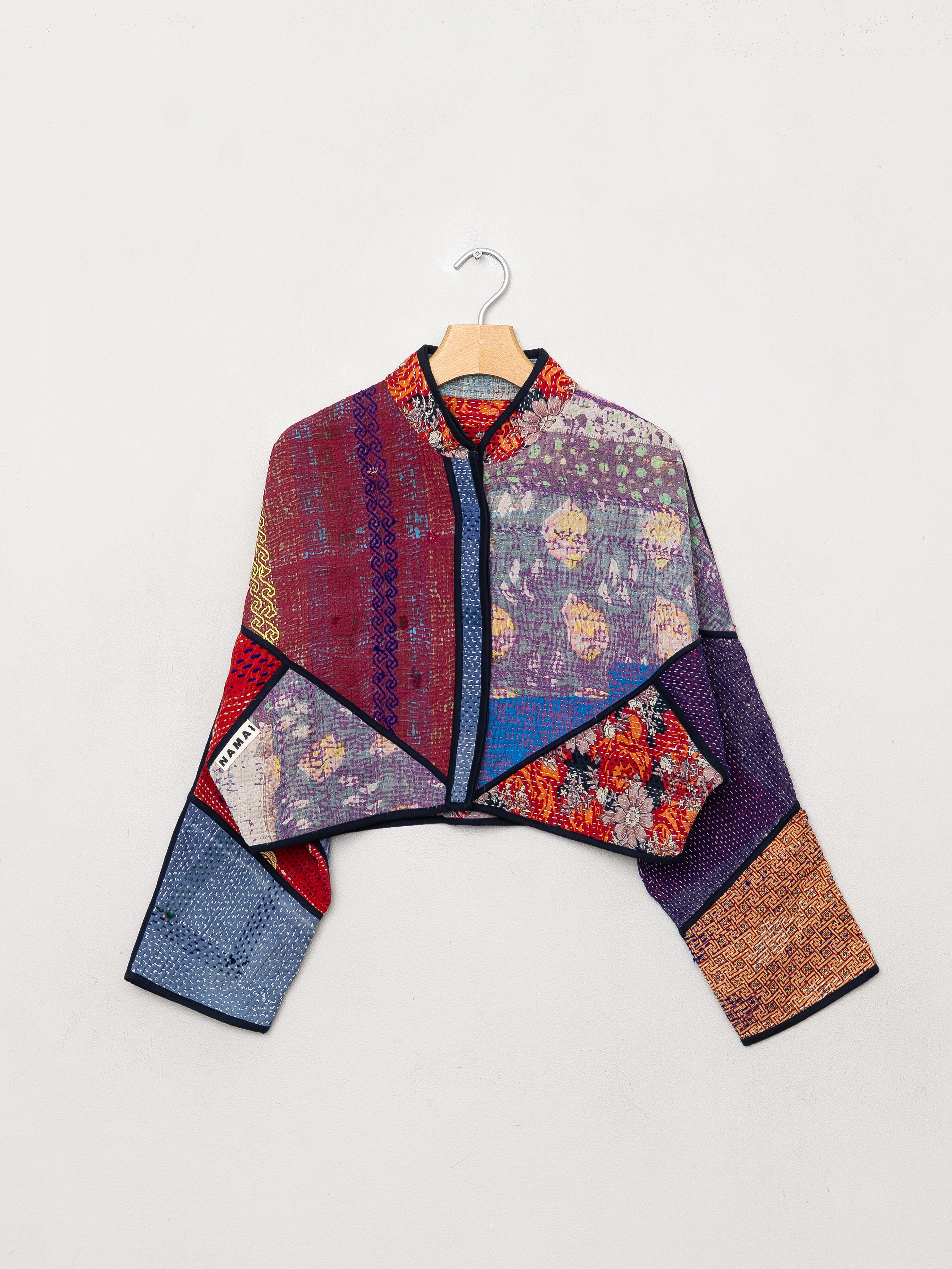 The Kaira Cropped Quilted Patchwork Kantha Jacket