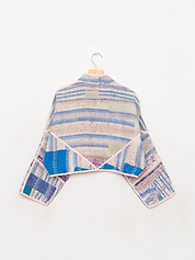 The Kaira Cropped Quilted Patchwork Kantha Jacket