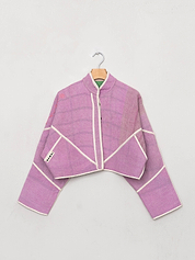 The Kaira Cropped Quilted Patchwork Kantha Jacket