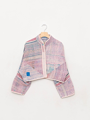 The Kaira Cropped Quilted Patchwork Kantha Jacket