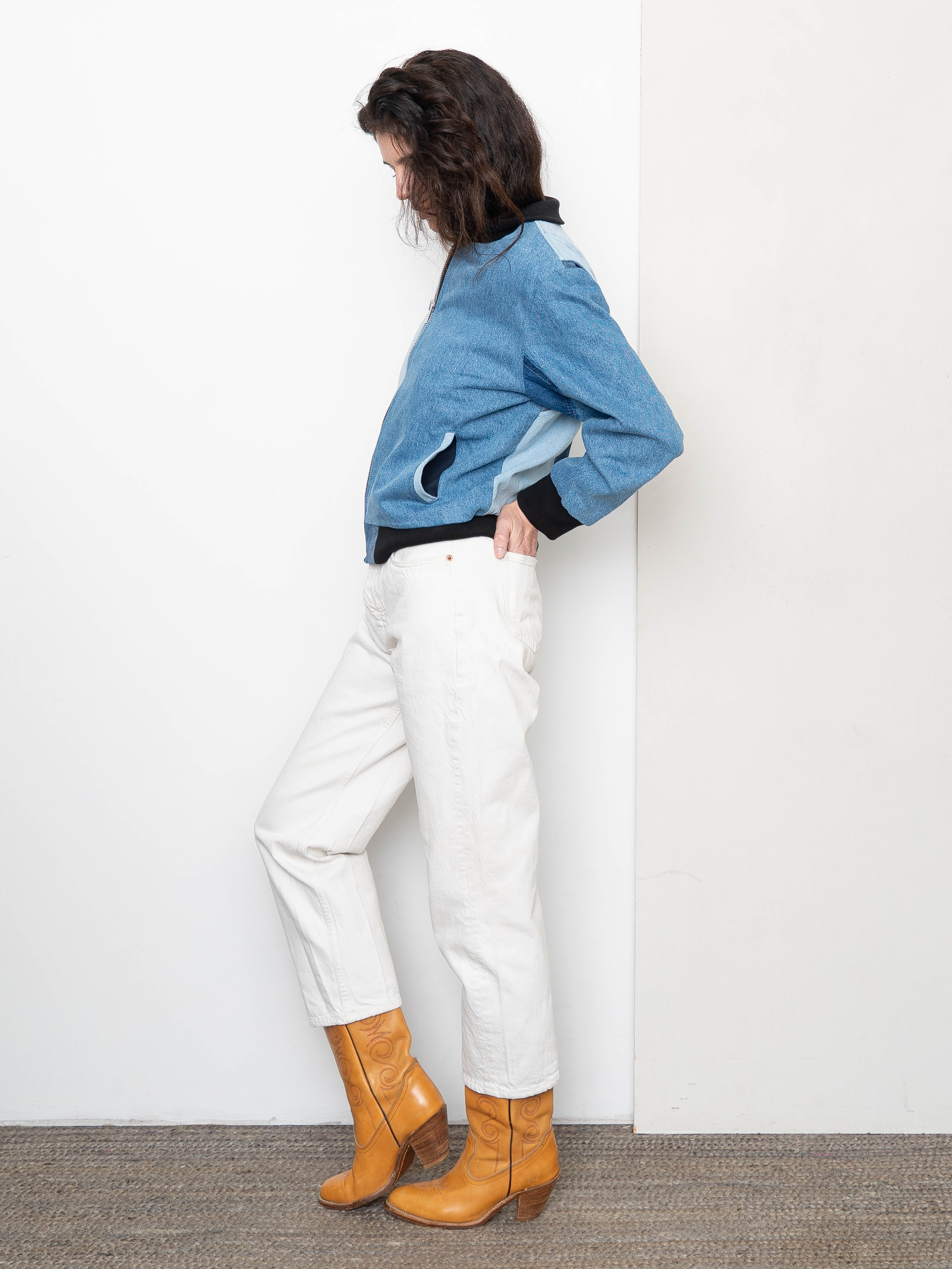 The Veda Denim Bomber Jacket - Small