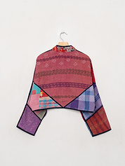 The Kaira Cropped Quilted Patchwork Kantha Jacket