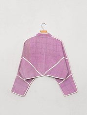 The Kaira Cropped Quilted Patchwork Kantha Jacket