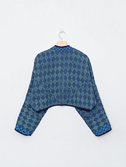 The Kaira Cropped Quilted Indigo Kantha Jacket