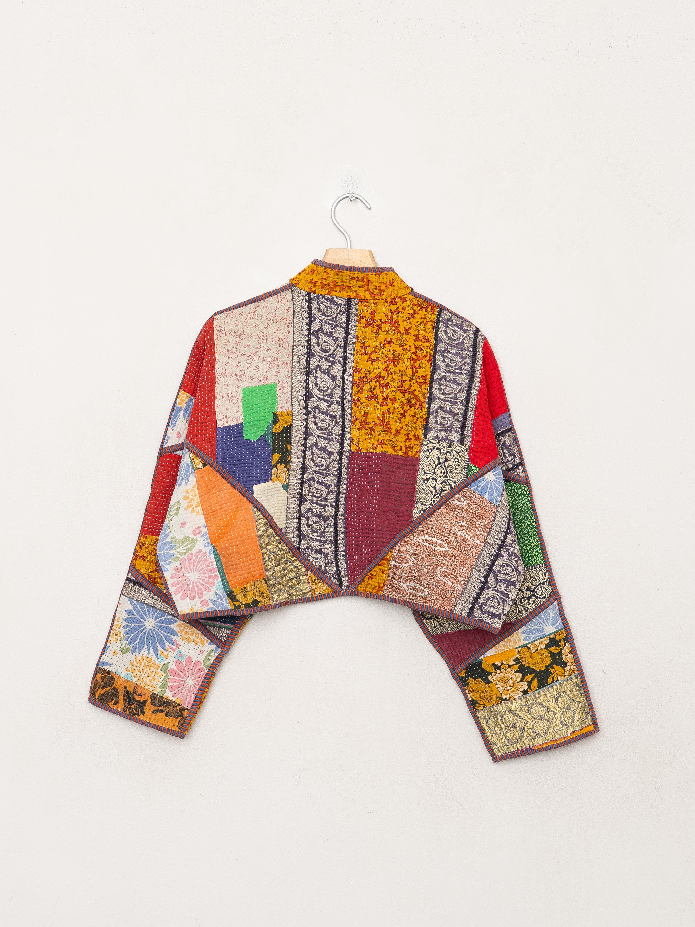 The Kaira Cropped Quilted Patchwork Kantha Jacket