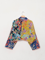 The Kaira Cropped Suzani Quilted Kantha Jacket