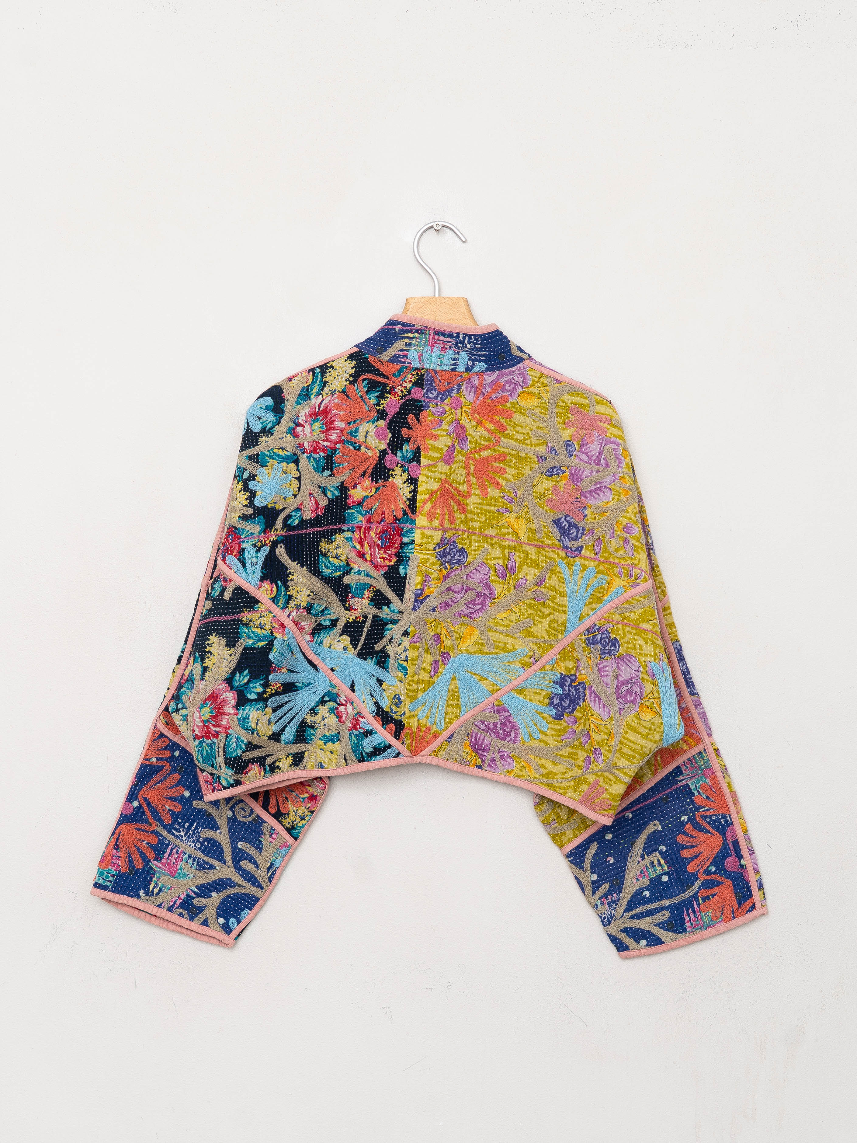 The Kaira Cropped Suzani Quilted Kantha Jacket
