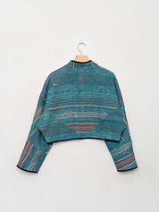 The Kaira Cropped Quilted Patchwork Kantha Jacket