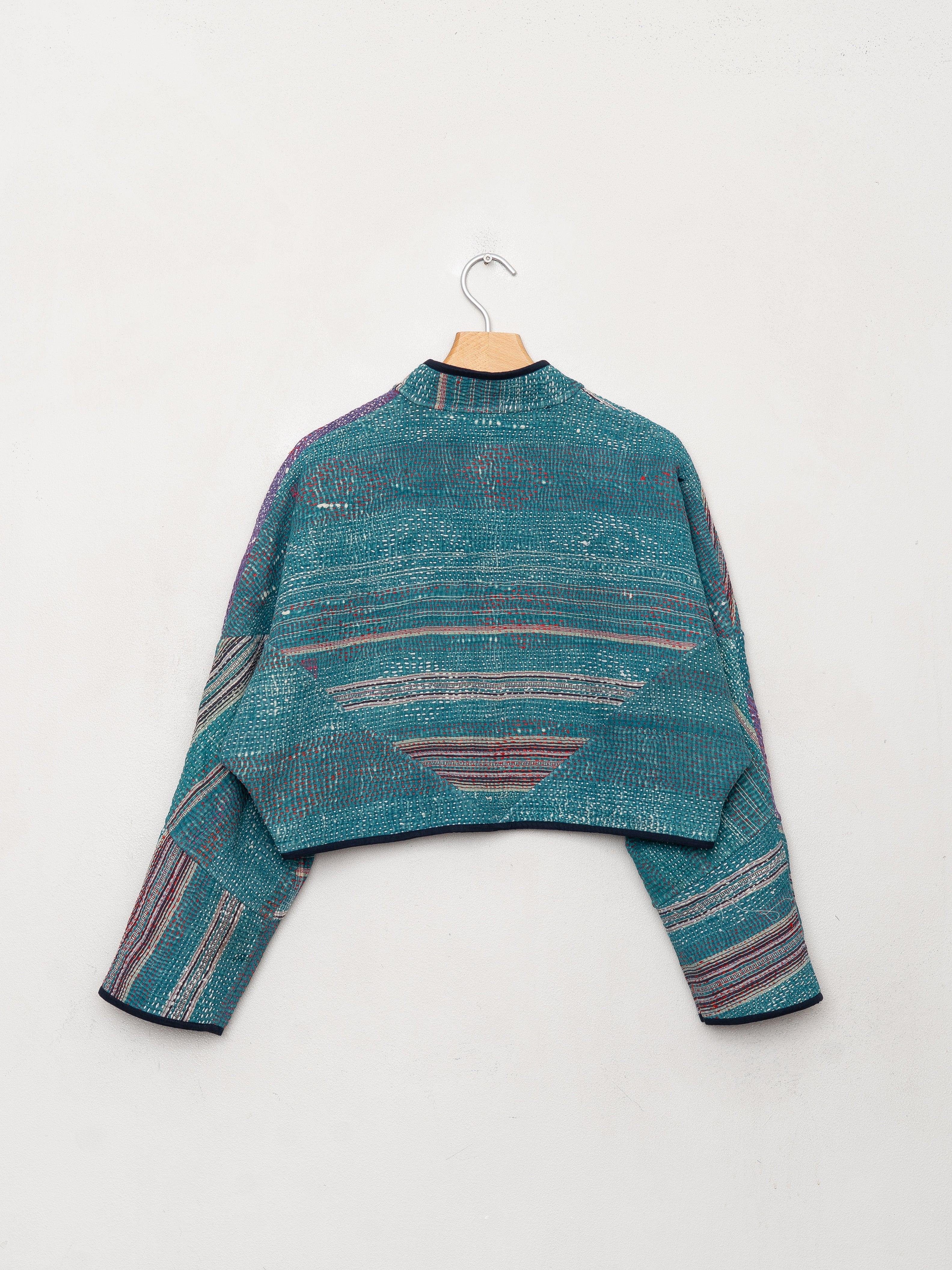The Kaira Cropped Quilted Patchwork Kantha Jacket