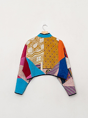 The Kaira Cropped Quilted Patchwork Kantha Jacket
