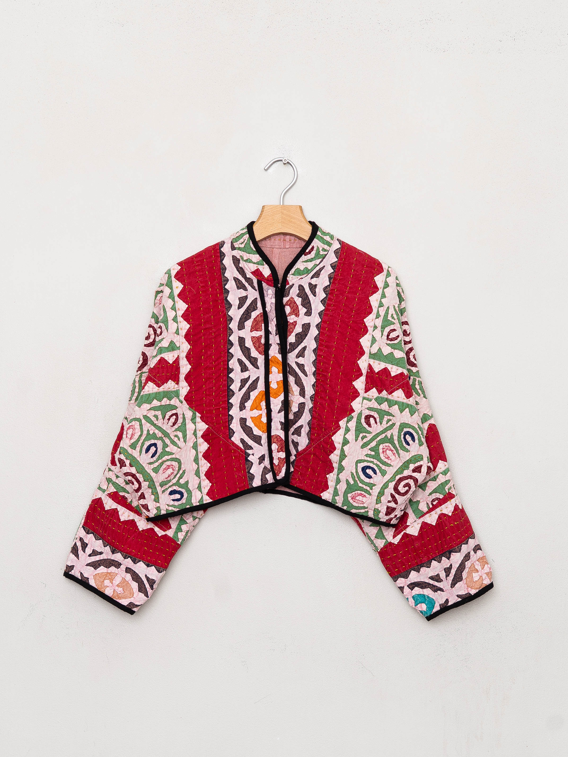 The Kaira Cropped Suzani Cut Out Kantha Jacket