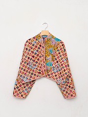 The Kaira Cropped Suzani Quilted Kantha Jacket