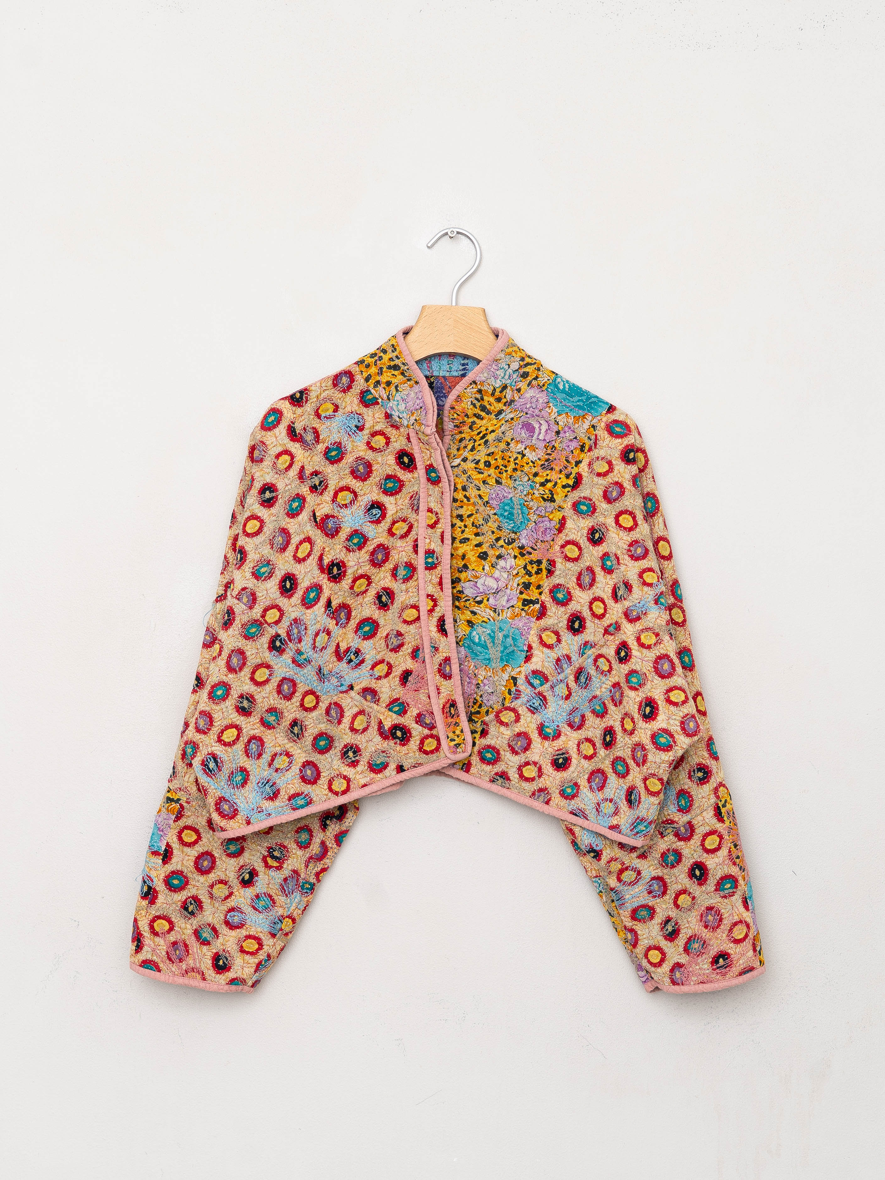 The Kaira Cropped Suzani Quilted Kantha Jacket