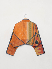 The Kaira Cropped Quilted Indigo Kantha Jacket