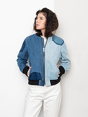 The Veda Denim Bomber Jacket - Small