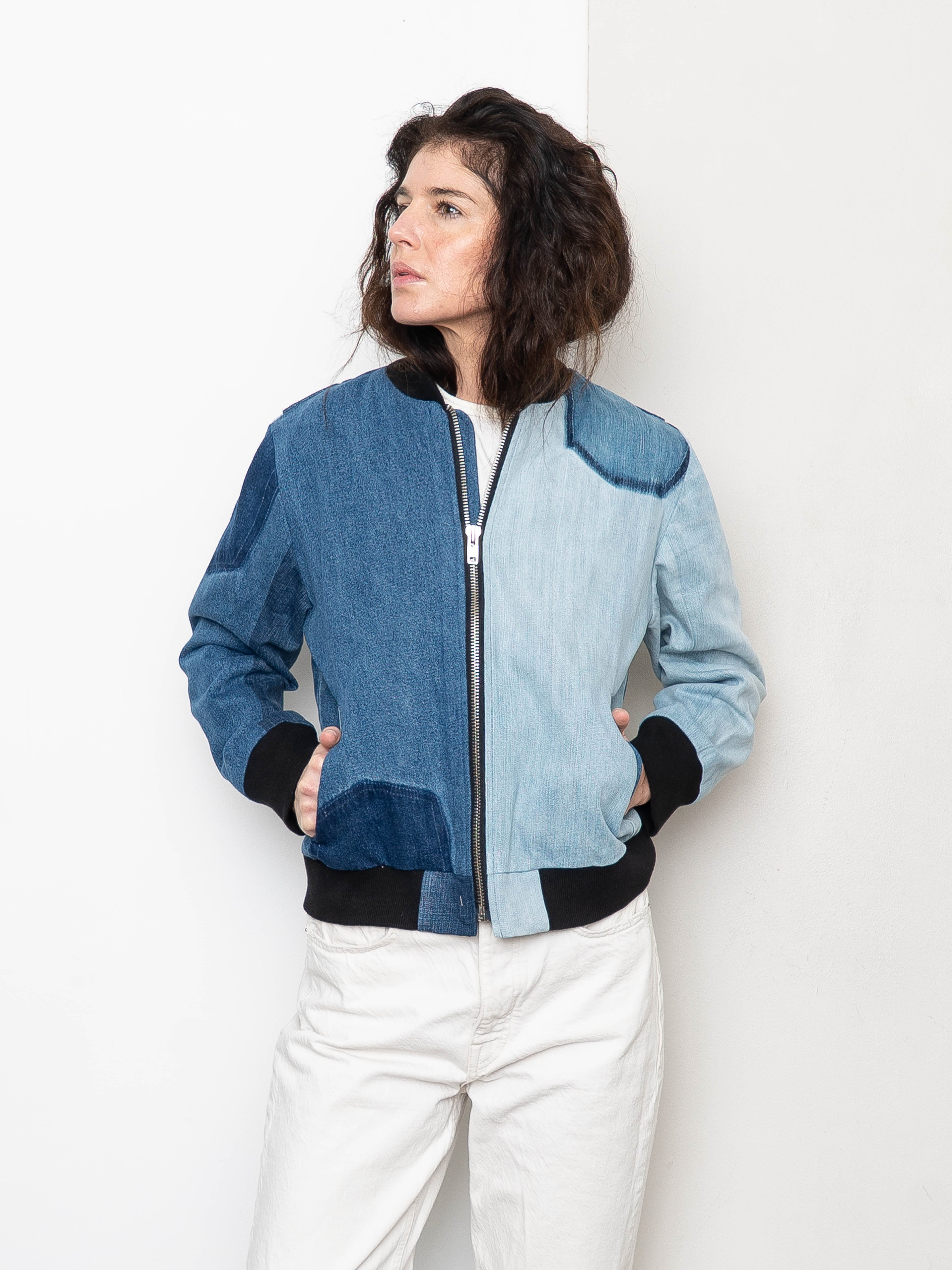 The Veda Denim Bomber Jacket - Small