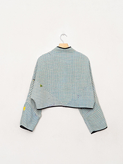 The Kaira Cropped Quilted Patchwork Kantha Jacket