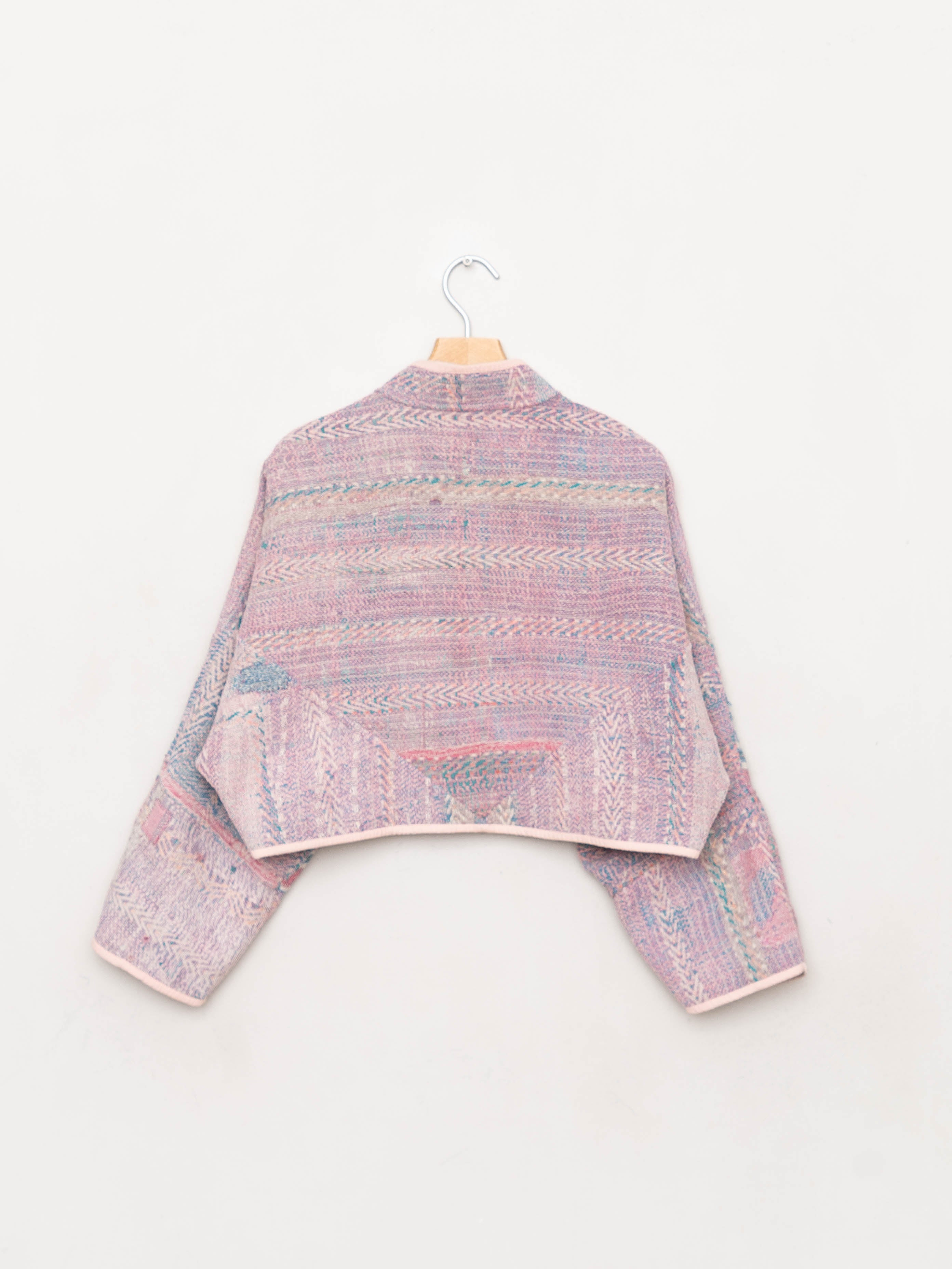 The Kaira Cropped Quilted Patchwork Kantha Jacket