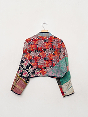 The Kaira Cropped Quilted Patchwork Kantha Jacket