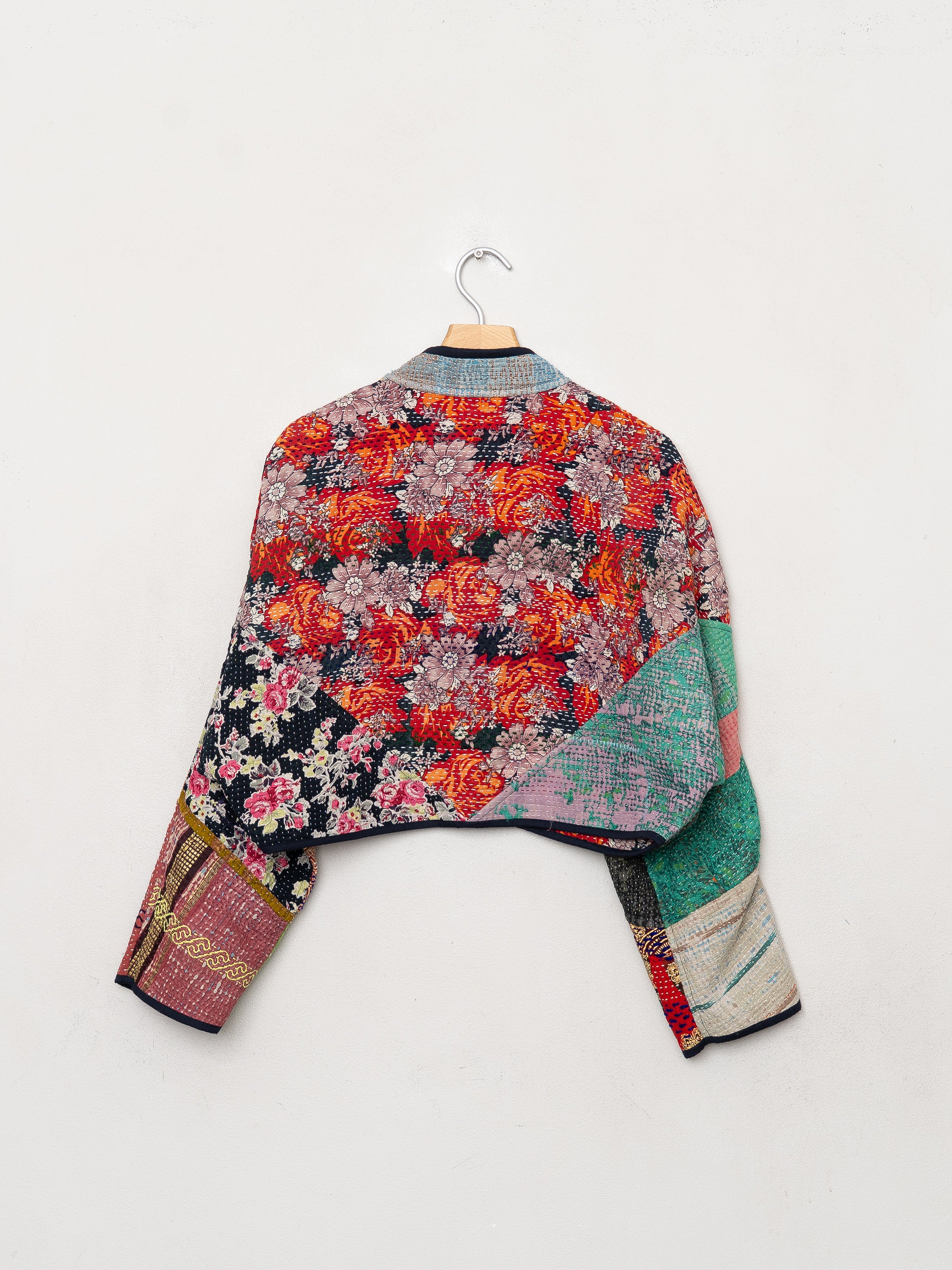 The Kaira Cropped Quilted Patchwork Kantha Jacket