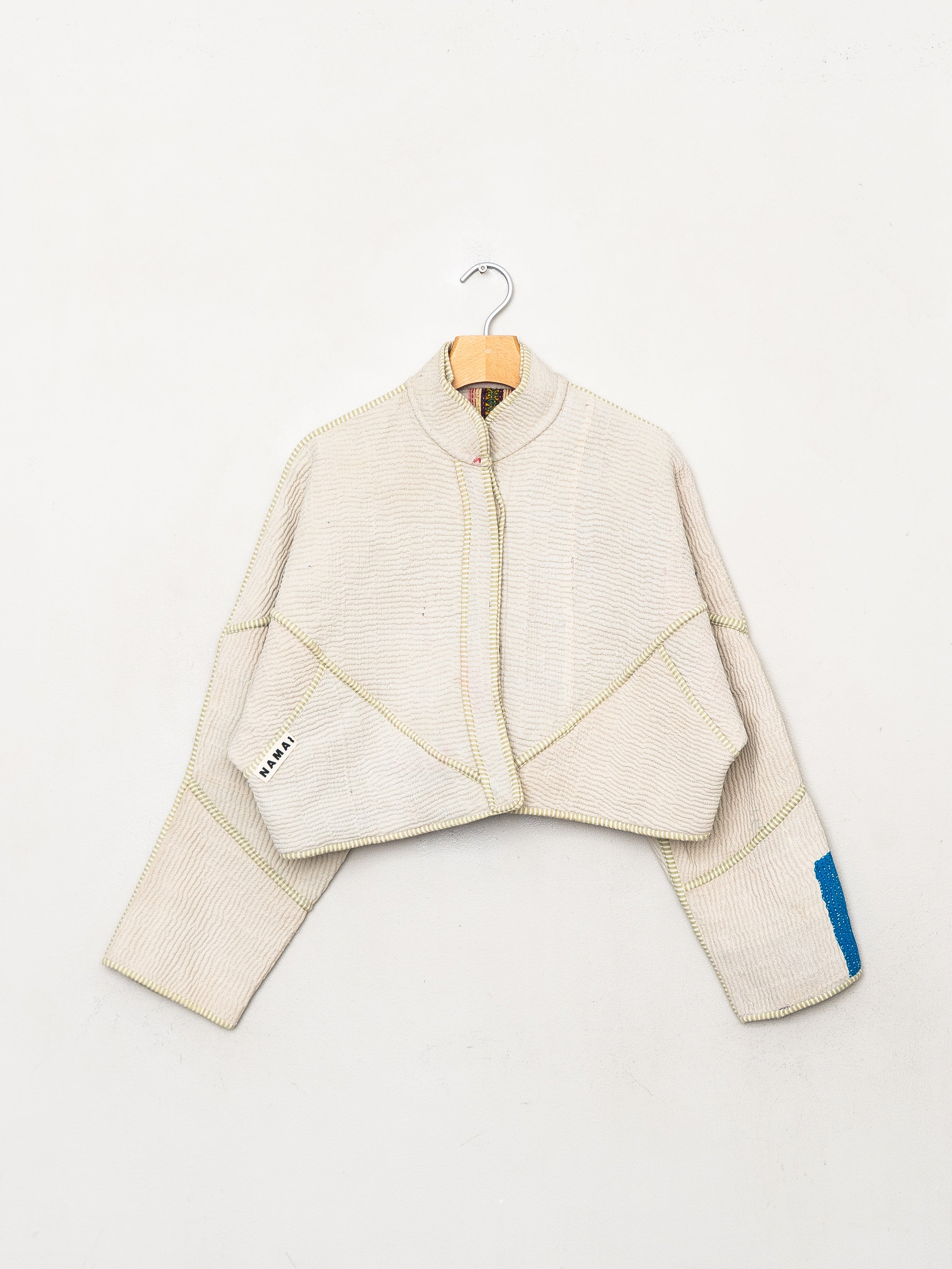 The Kaira Cropped Quilted Patchwork Kantha Jacket