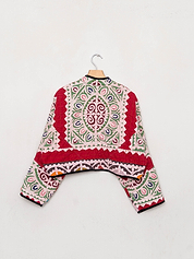 The Kaira Cropped Suzani Cut Out Kantha Jacket
