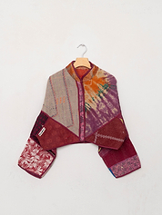 The Kaira Cropped Suzani Quilted Kantha Jacket