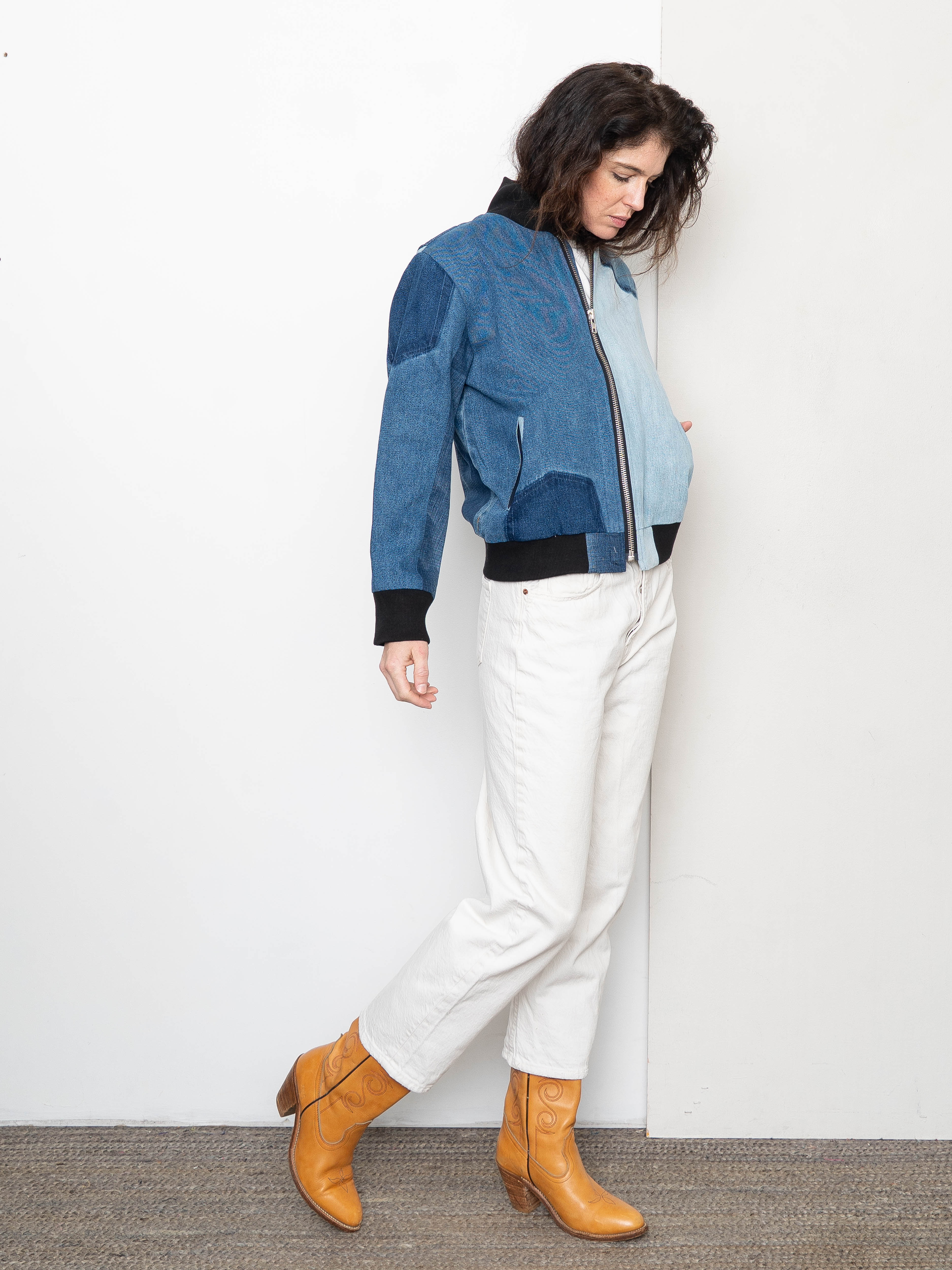 The Veda Denim Bomber Jacket - Small