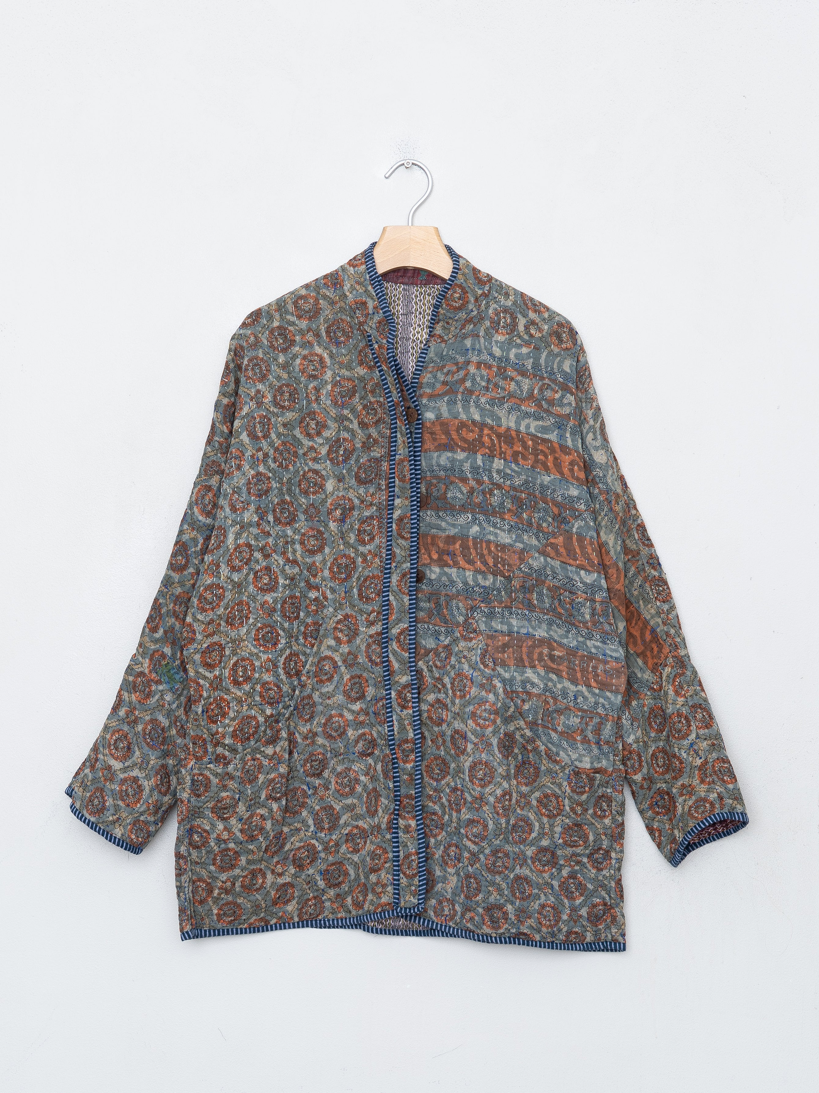 The Narmada Quilted Indigo Kantha Jacket