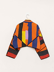 The Kaira Cropped Quilted Patchwork Kantha Jacket