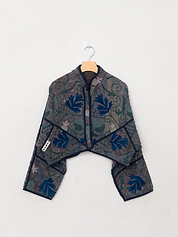 The Kaira Cropped Suzani Quilted Kantha Jacket