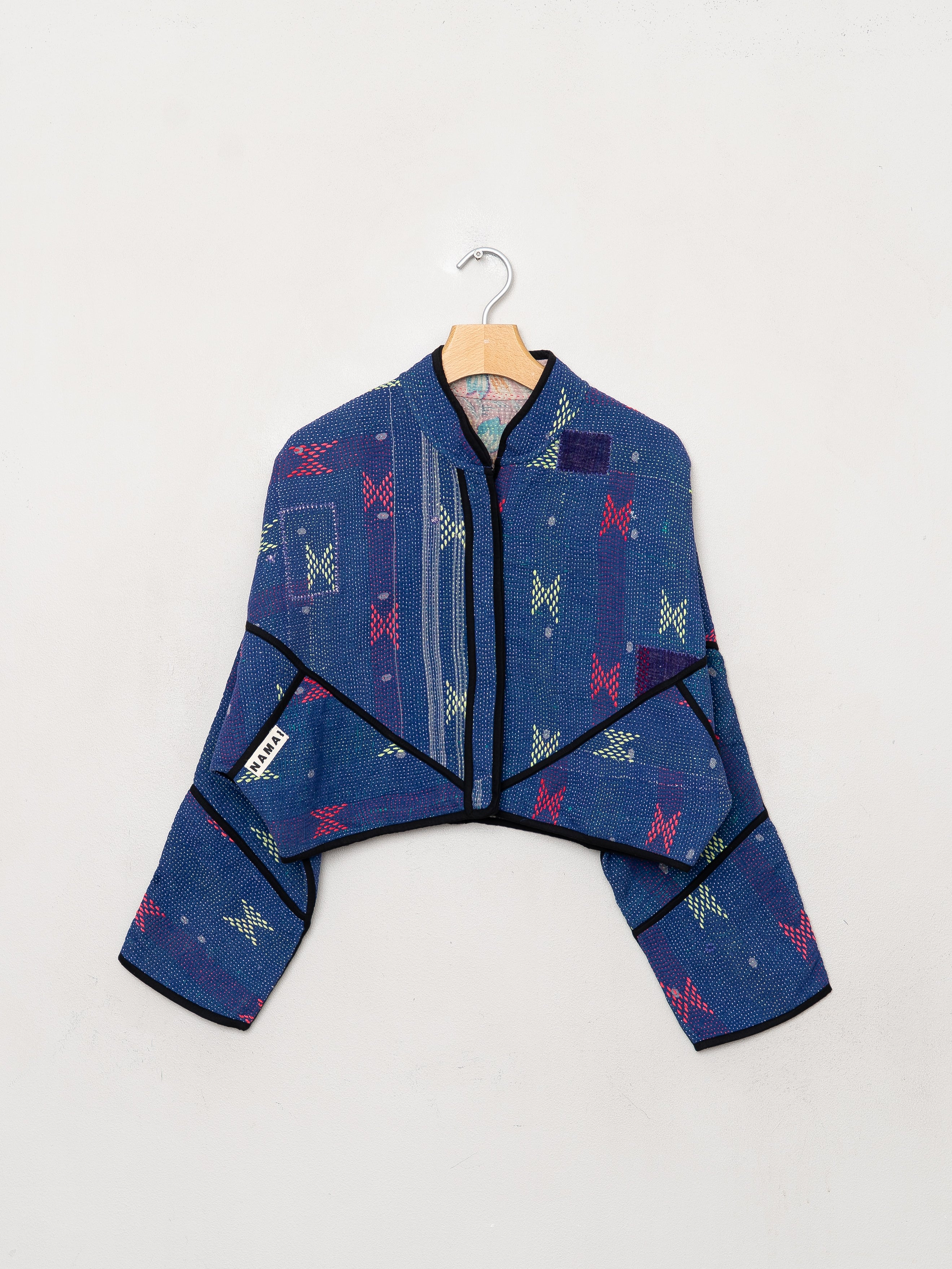 The Kaira Cropped Quilted Patchwork Kantha Jacket