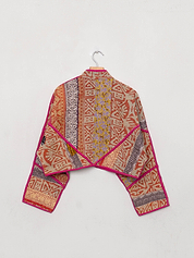 The Kaira Cropped Quilted Patchwork Kantha Jacket