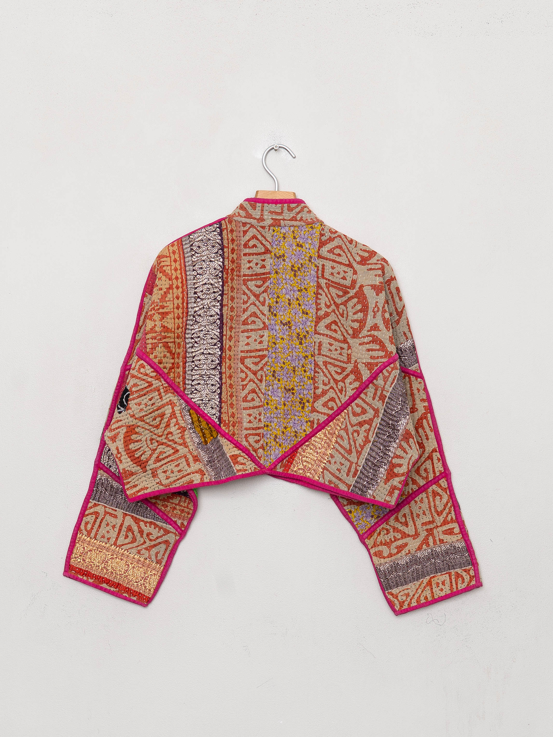 The Kaira Cropped Quilted Patchwork Kantha Jacket