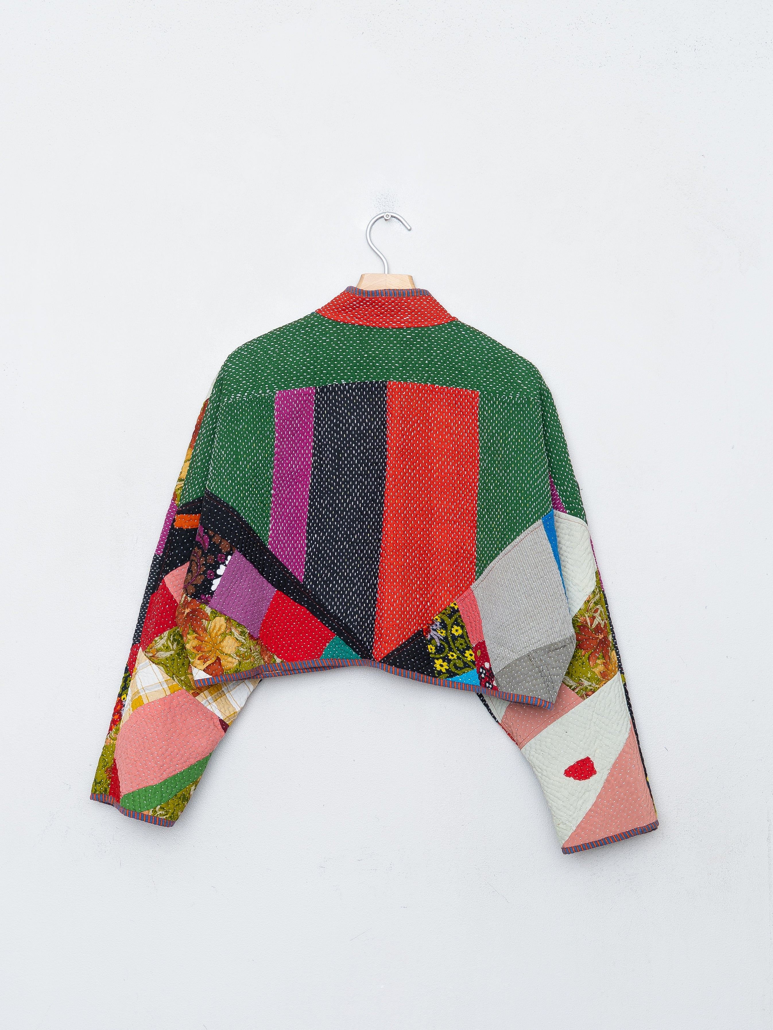 The Kaira Cropped Quilted Patchwork Kantha Jacket