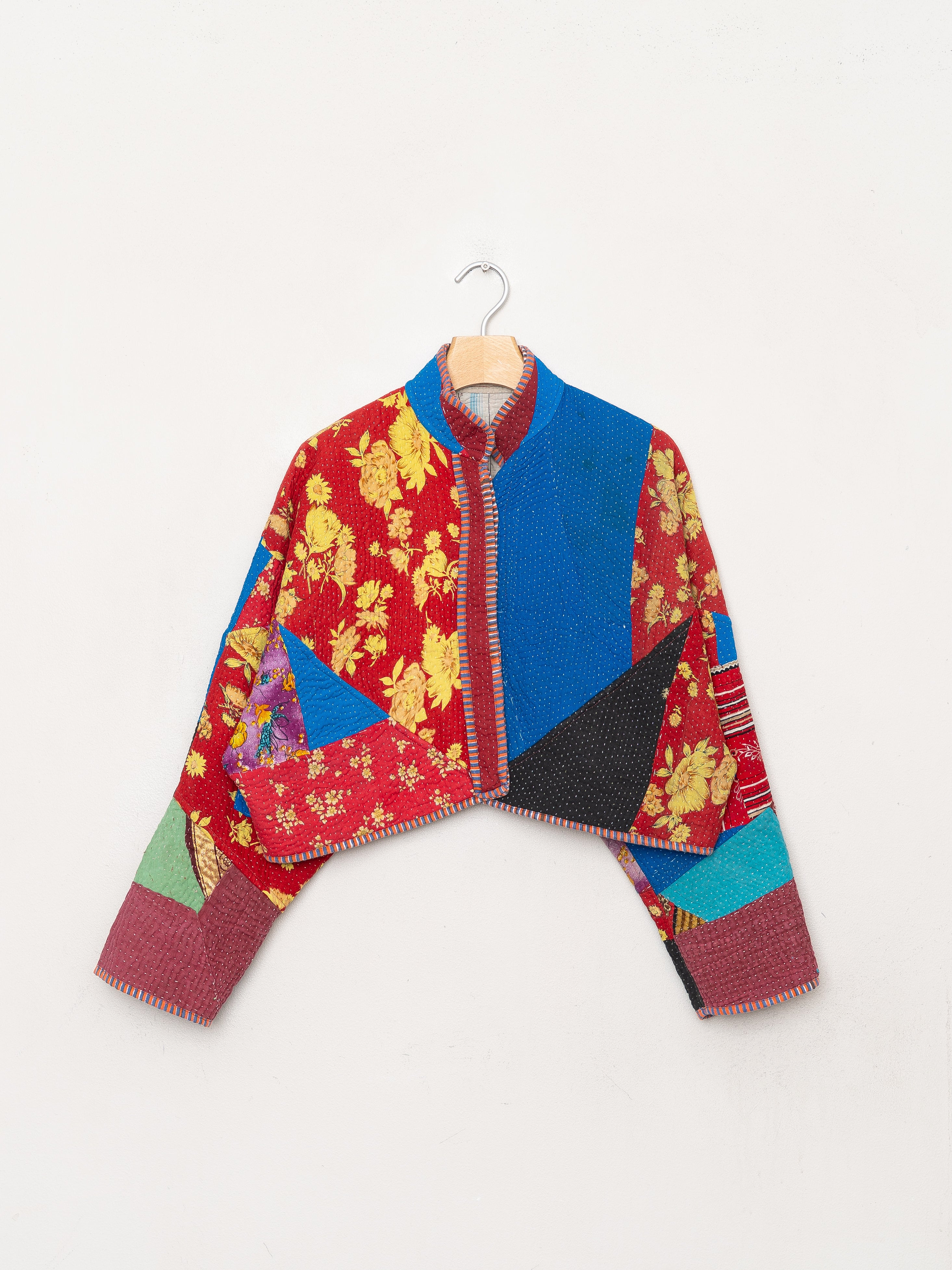 The Kaira Cropped Quilted Patchwork Kantha Jacket